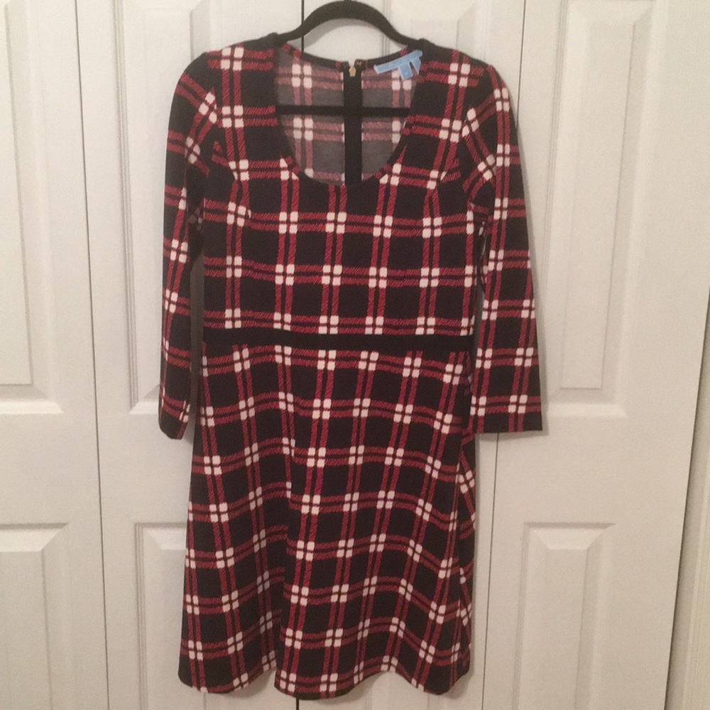 Never-worn Draper James Windowpane Red Black Dress